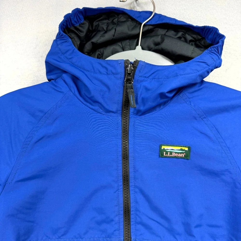 L.L.‎ Bean Warm-Up Insulated Jacket Kids S8 Blue Black Outerwear Hooded Full Zip